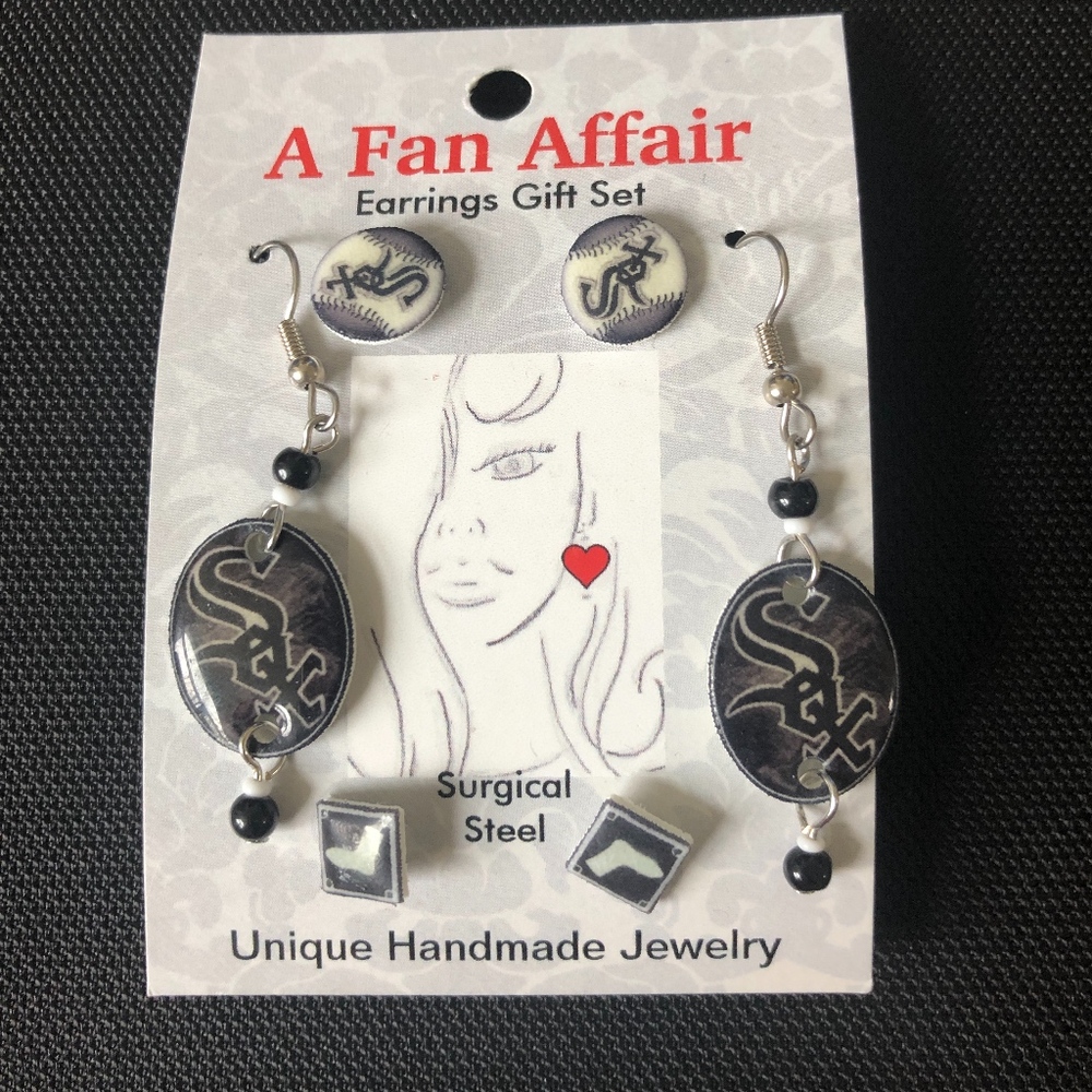 White Sox Three Piece Earrings